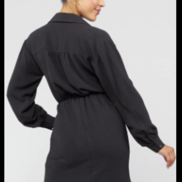 NWT Collared Shirt Mini Dress Size Small Black NWT - Picture 2 of 7